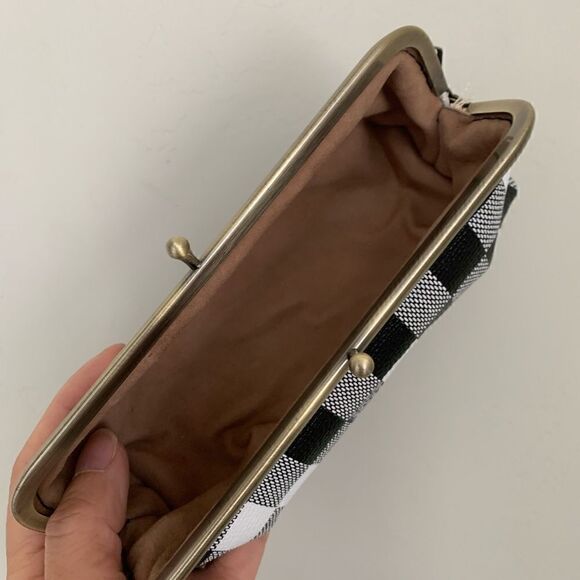 Handmade Genuine Leather Checker Embossed Kiss-lock  Small Clutch/Cosmetics Case - Picture 13 of 13